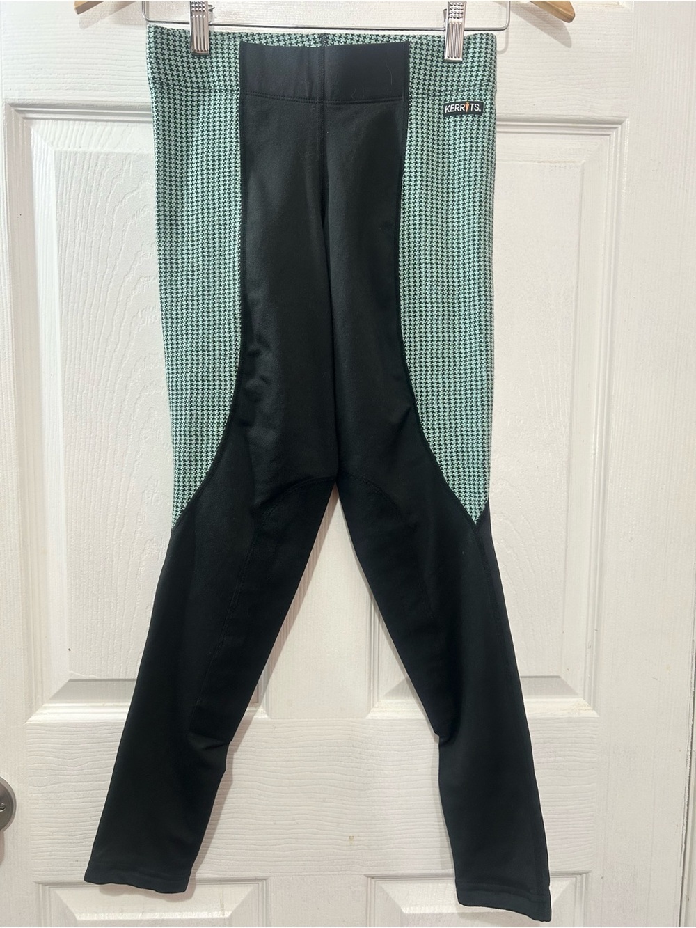 Kerrits Houndstooth Riding Tights Mint Black Ultrasuede M Equestrian